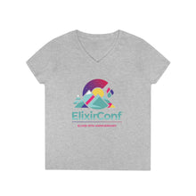 Load image into Gallery viewer, 2022 ElixirConf Ladies' V-Neck T-Shirt (front only)