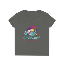 Load image into Gallery viewer, 2022 ElixirConf Ladies' V-Neck T-Shirt (front only)