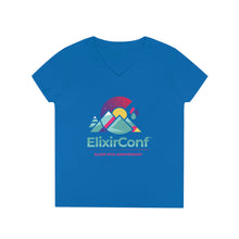 Load image into Gallery viewer, 2022 ElixirConf Ladies' V-Neck T-Shirt (front only)
