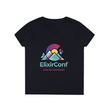 Load image into Gallery viewer, 2022 ElixirConf Ladies' V-Neck T-Shirt (front only)